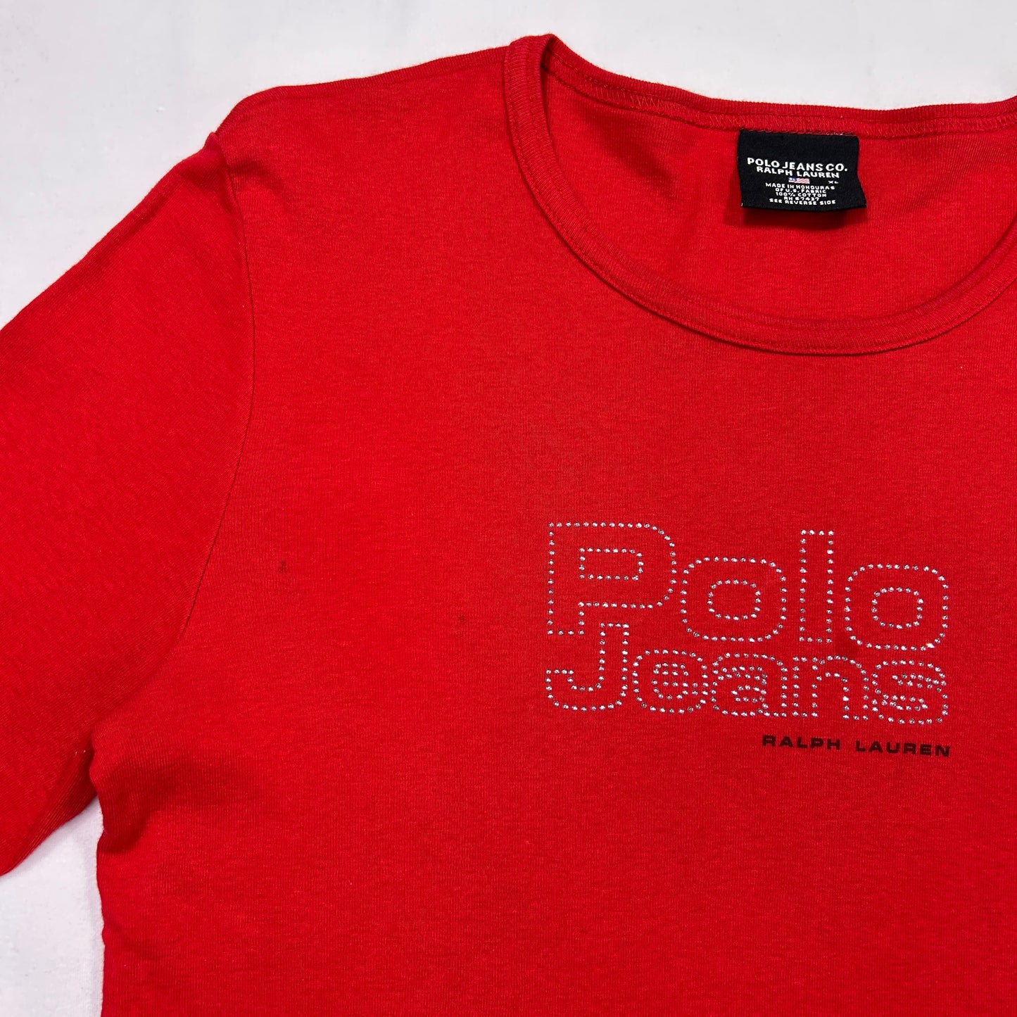 Vintage Polo Jeans Rhinestone 3/4 Sleeve Top - Size L