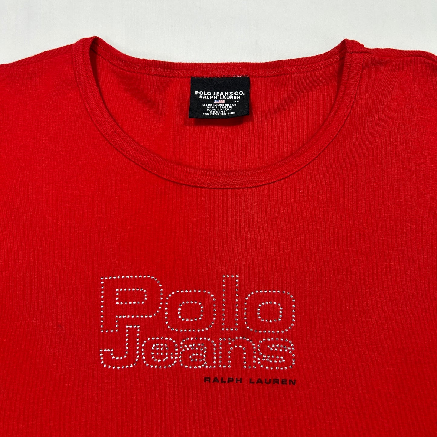 Vintage Polo Jeans Rhinestone 3/4 Sleeve Top - Size L