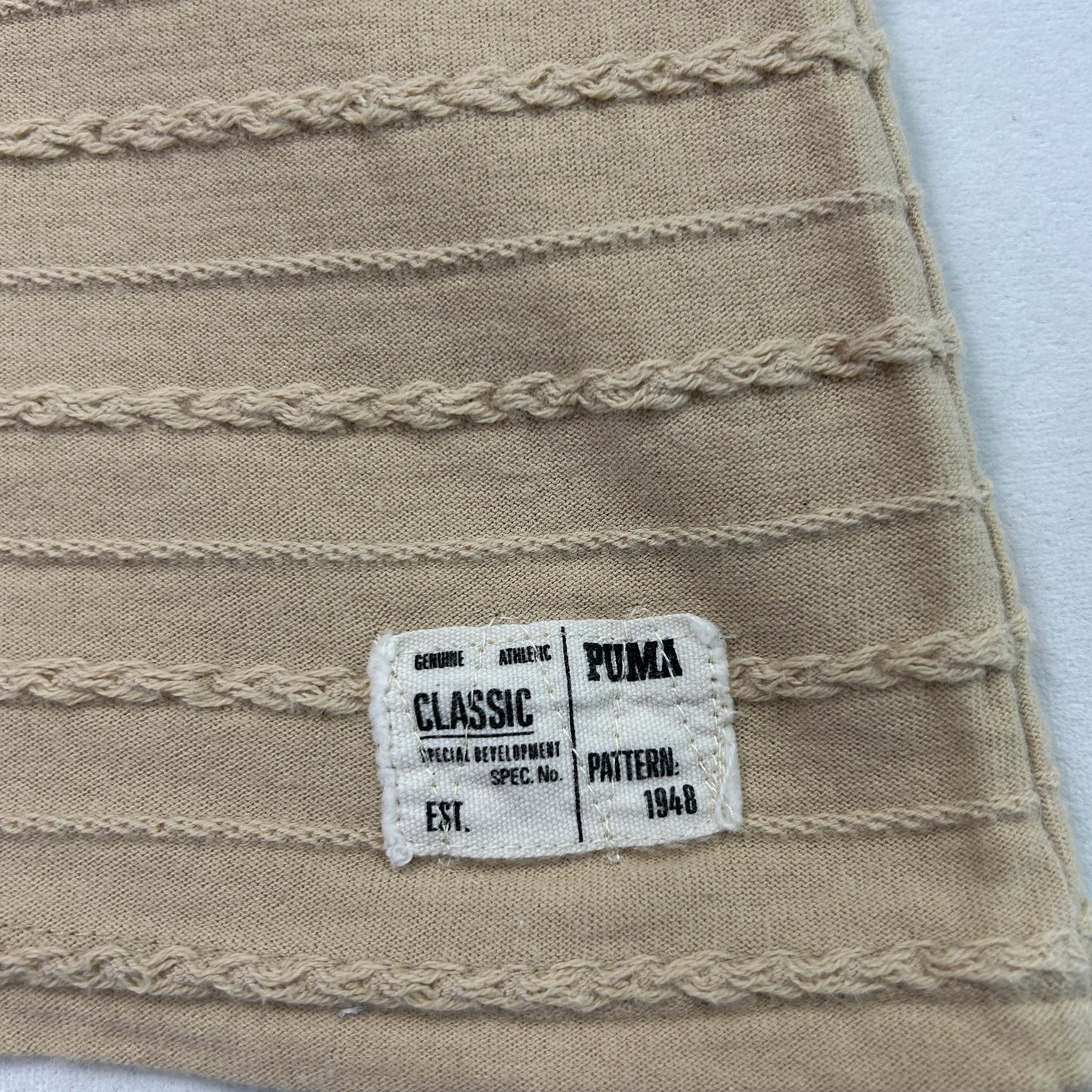 Vintage Cream Braided Puma V-Neck Baby Tee - Size M