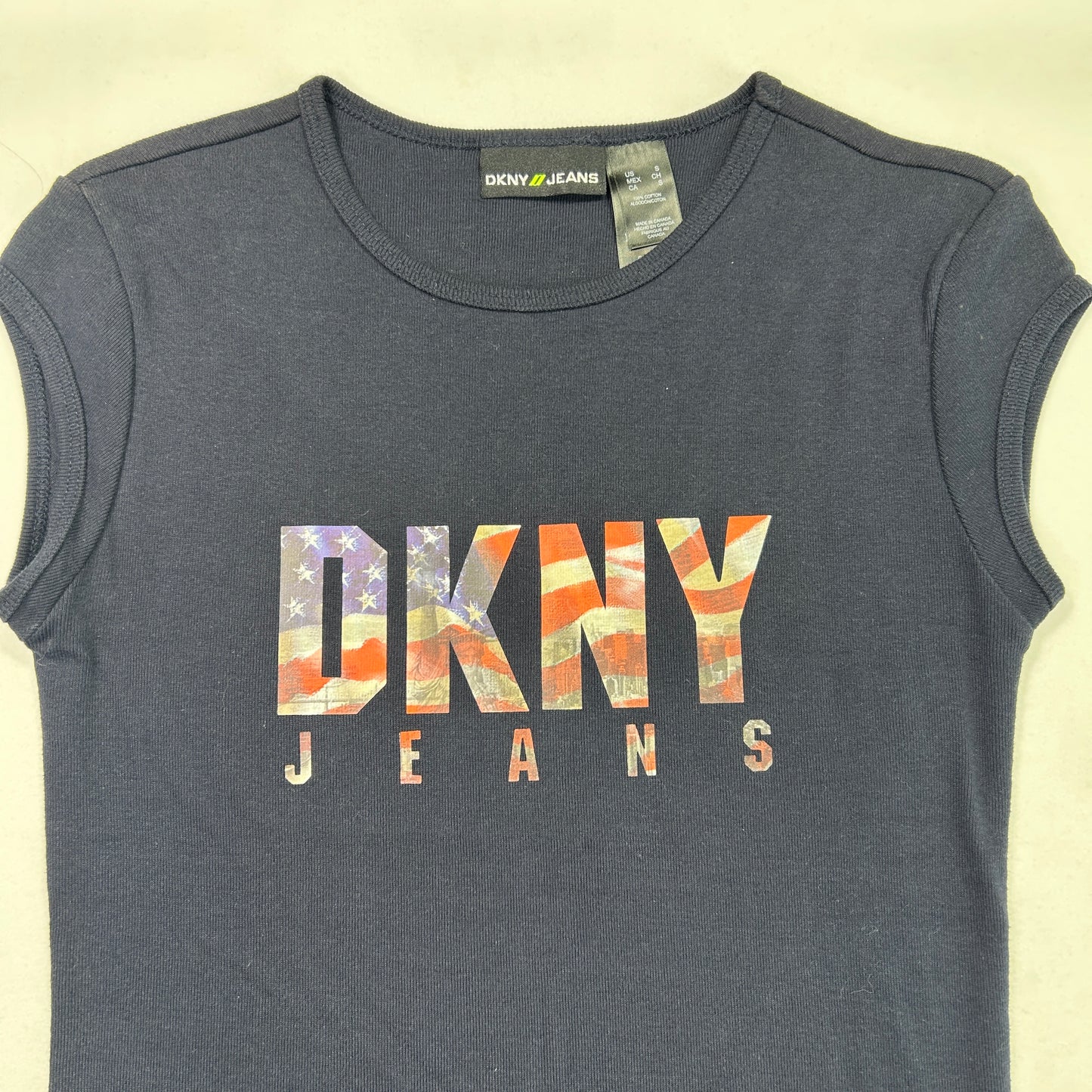 Vintage DKNY Jeans American Flag Babytee - Size S/M