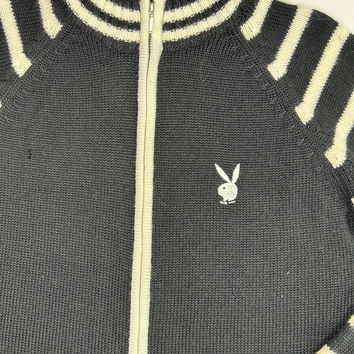 Vintage Playboy Striped Double Zip Jacket - Size M/L