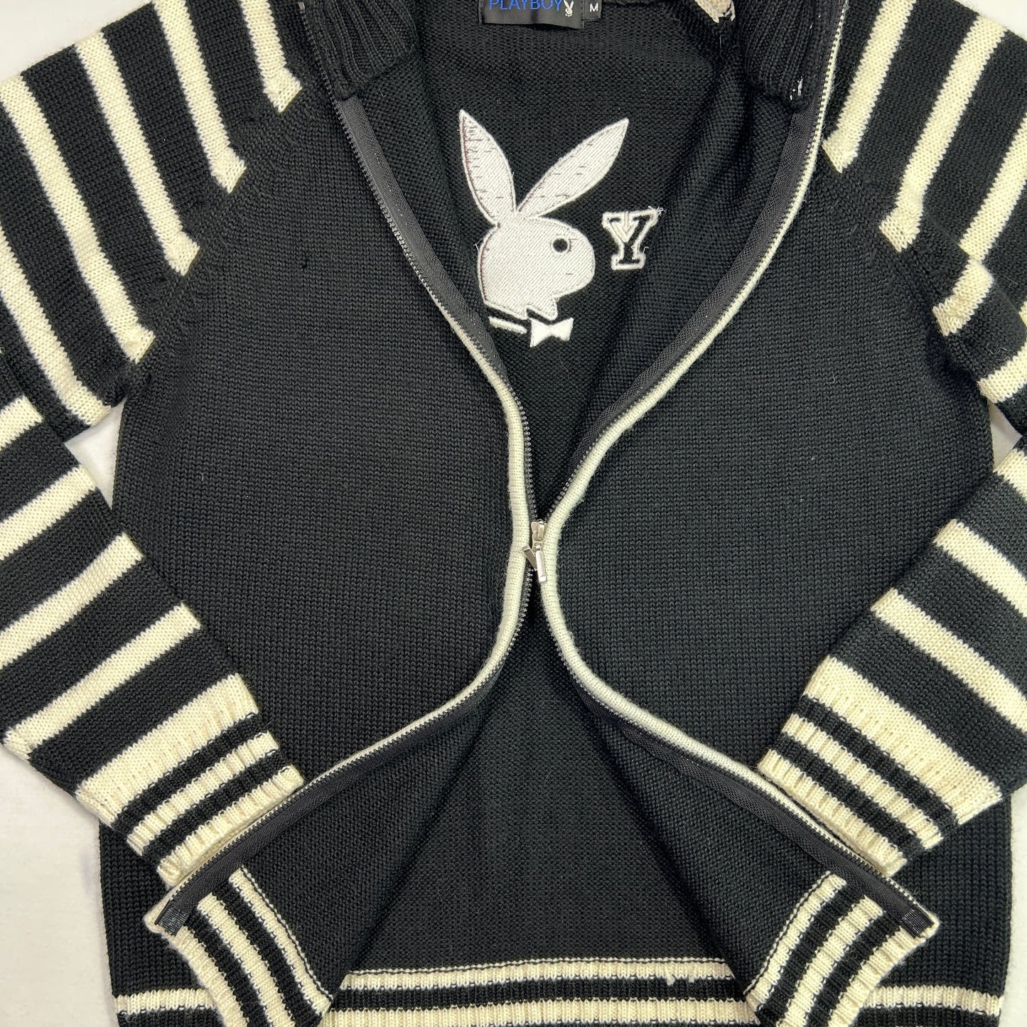 Vintage Playboy Striped Double Zip Jacket - Size M/L