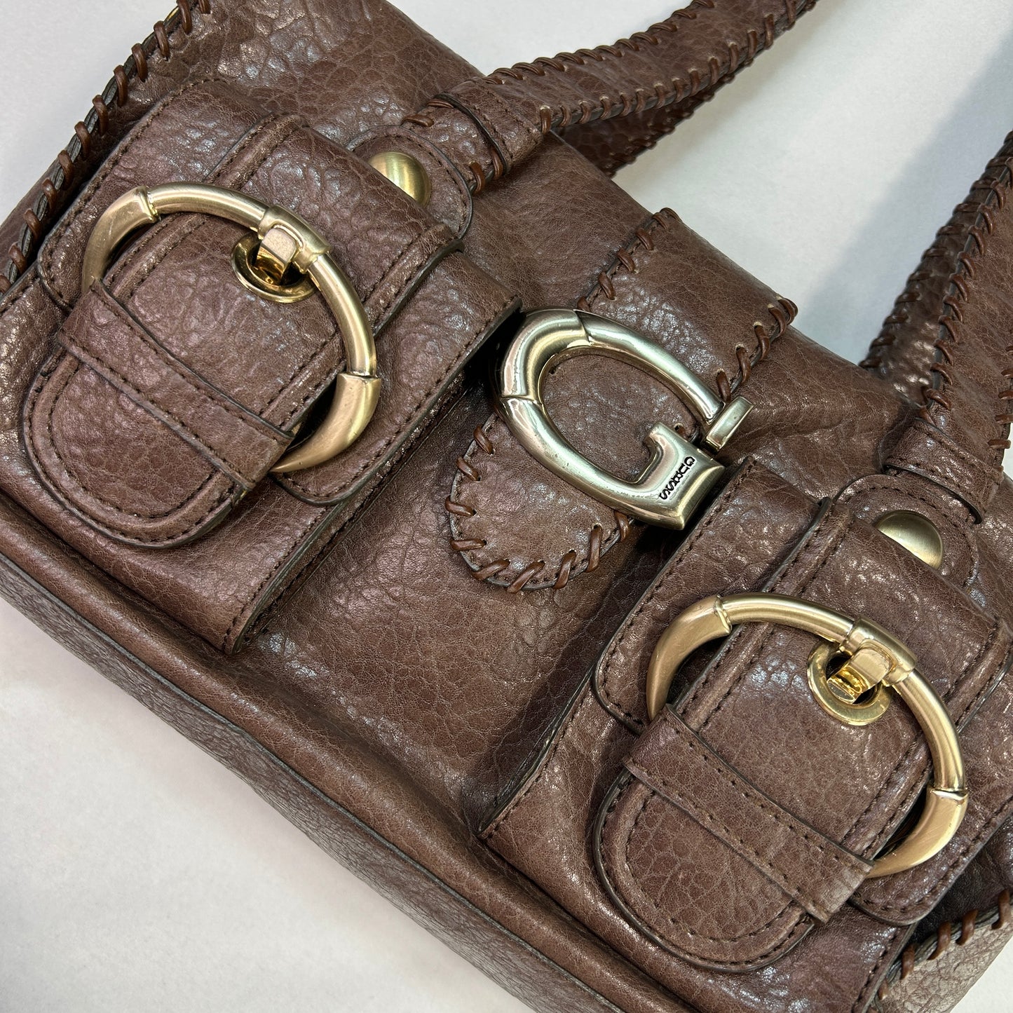 RARE Vintage Brown Guess Rectangular Tote Shoulder Bag