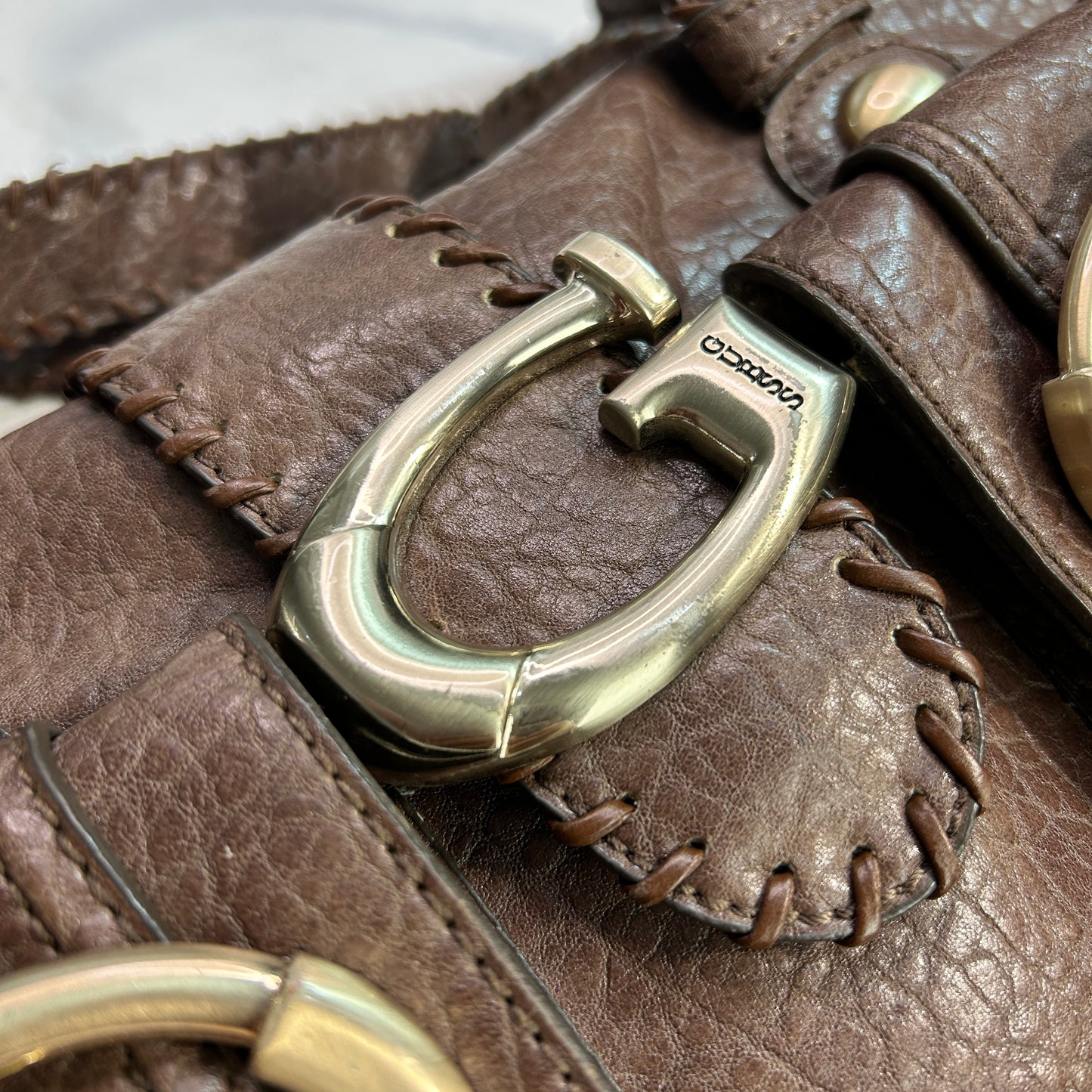 RARE Vintage Brown Guess Rectangular Tote Shoulder Bag