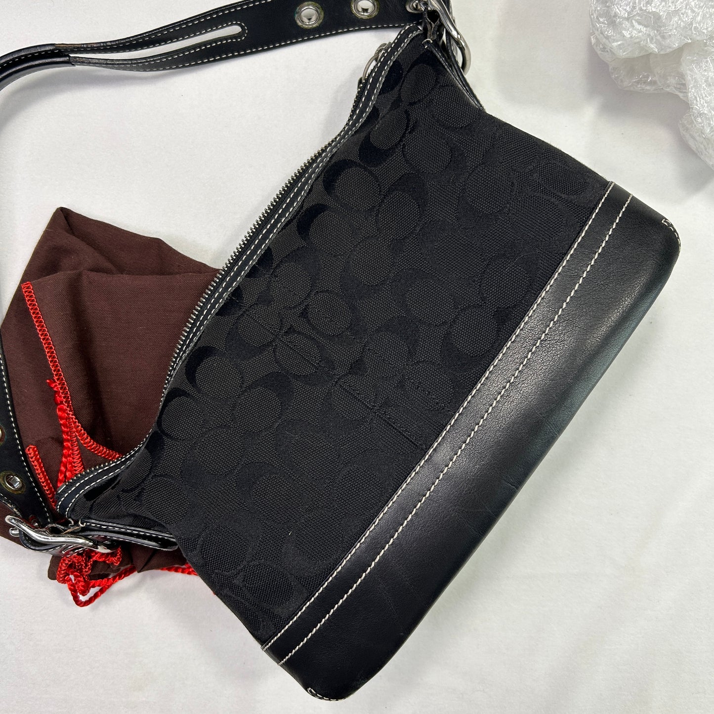 Vintage Signature Coach Leather Shoulder Bag