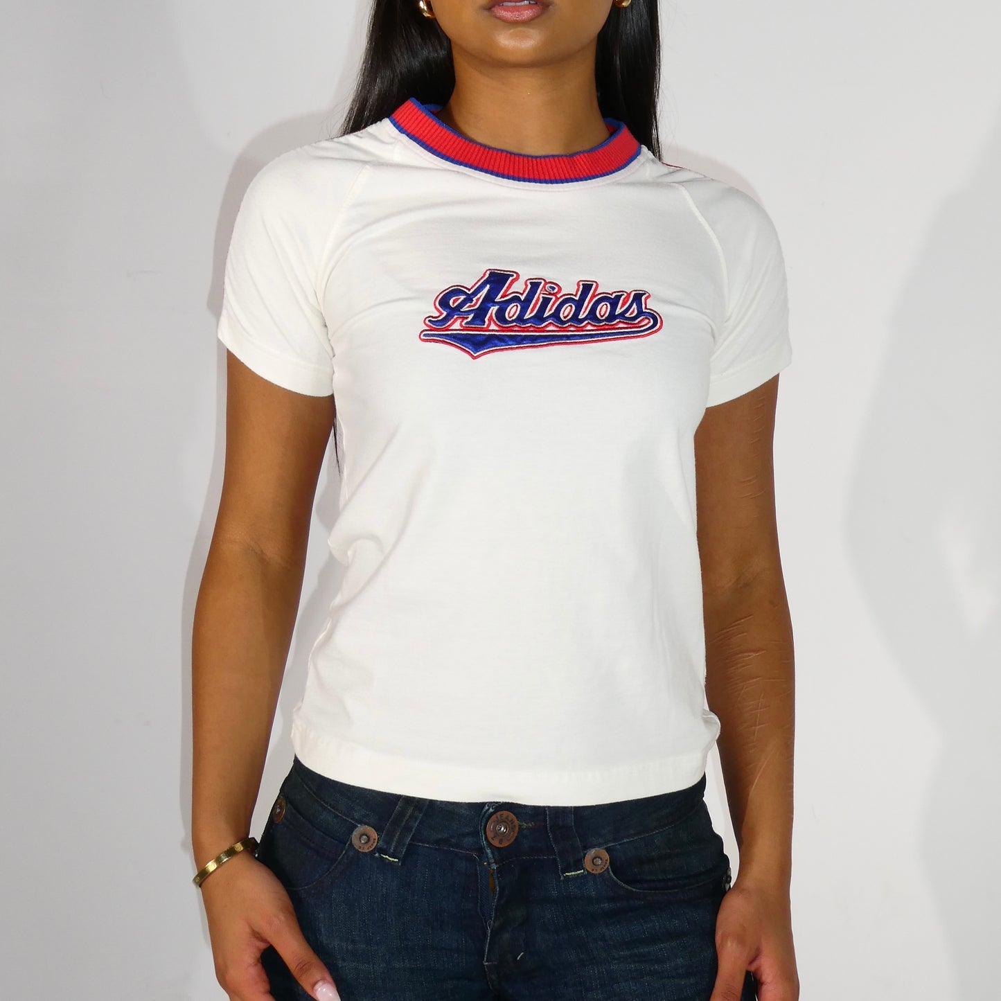 Vintage White Adidas Babytee - Size S