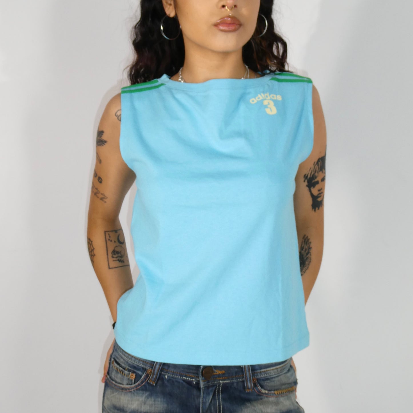 Blue Boat Neck Adidas Tank Top - Size S