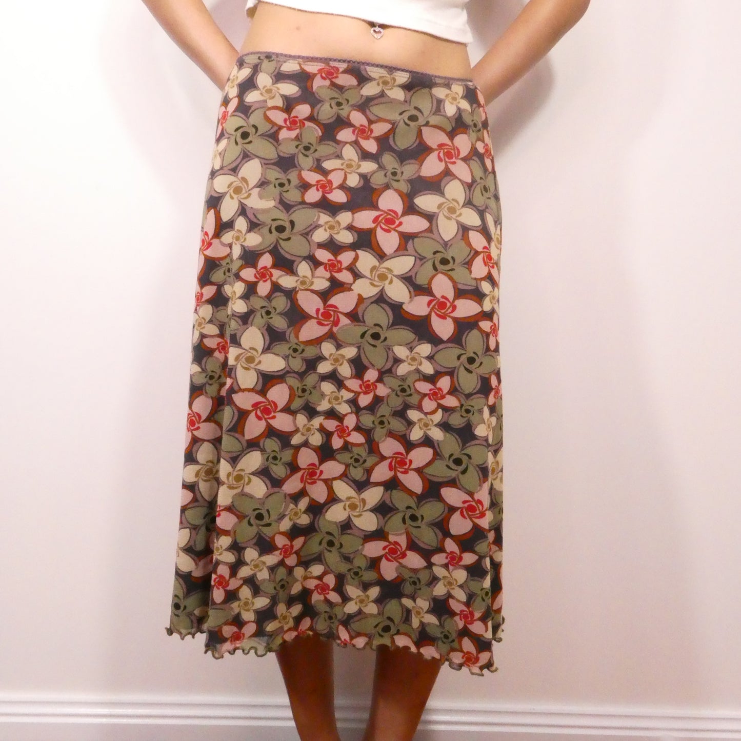 Vintage Kookai Floral Midi Skirt - Size XS/S
