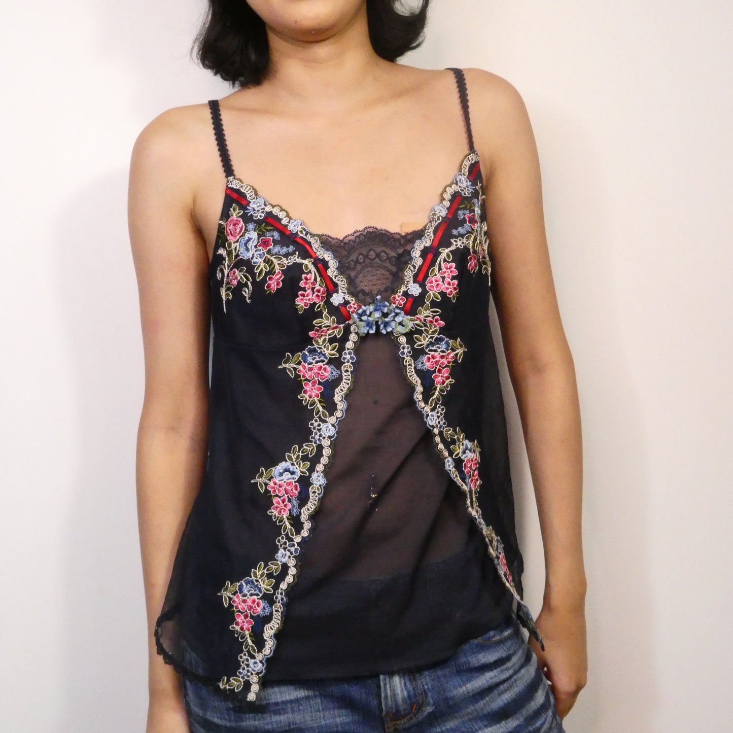 Navy Blue Floral Camisole - Size S/M
