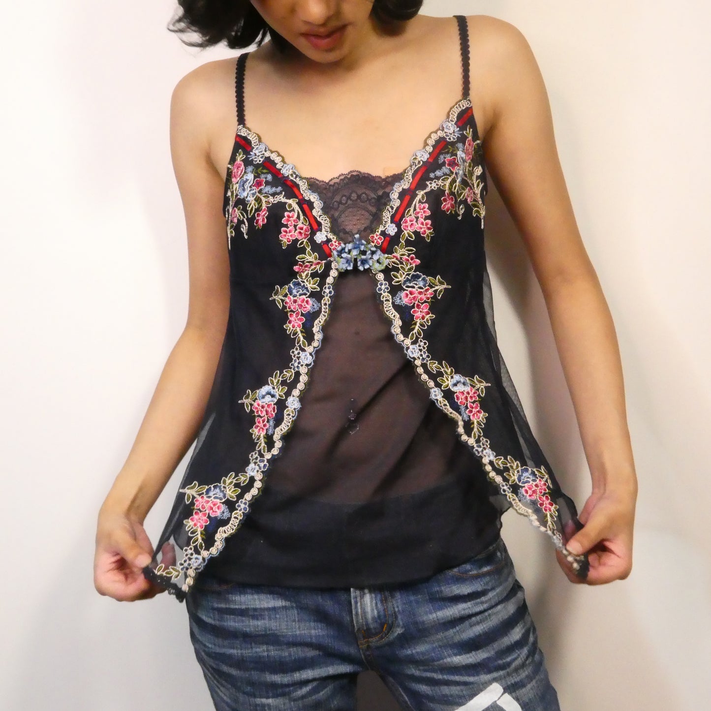 Navy Blue Floral Camisole - Size S/M