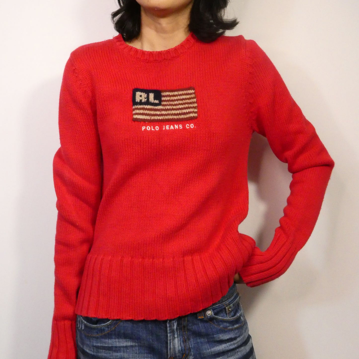 Red Polo Jeans Flag Sweater - Size S