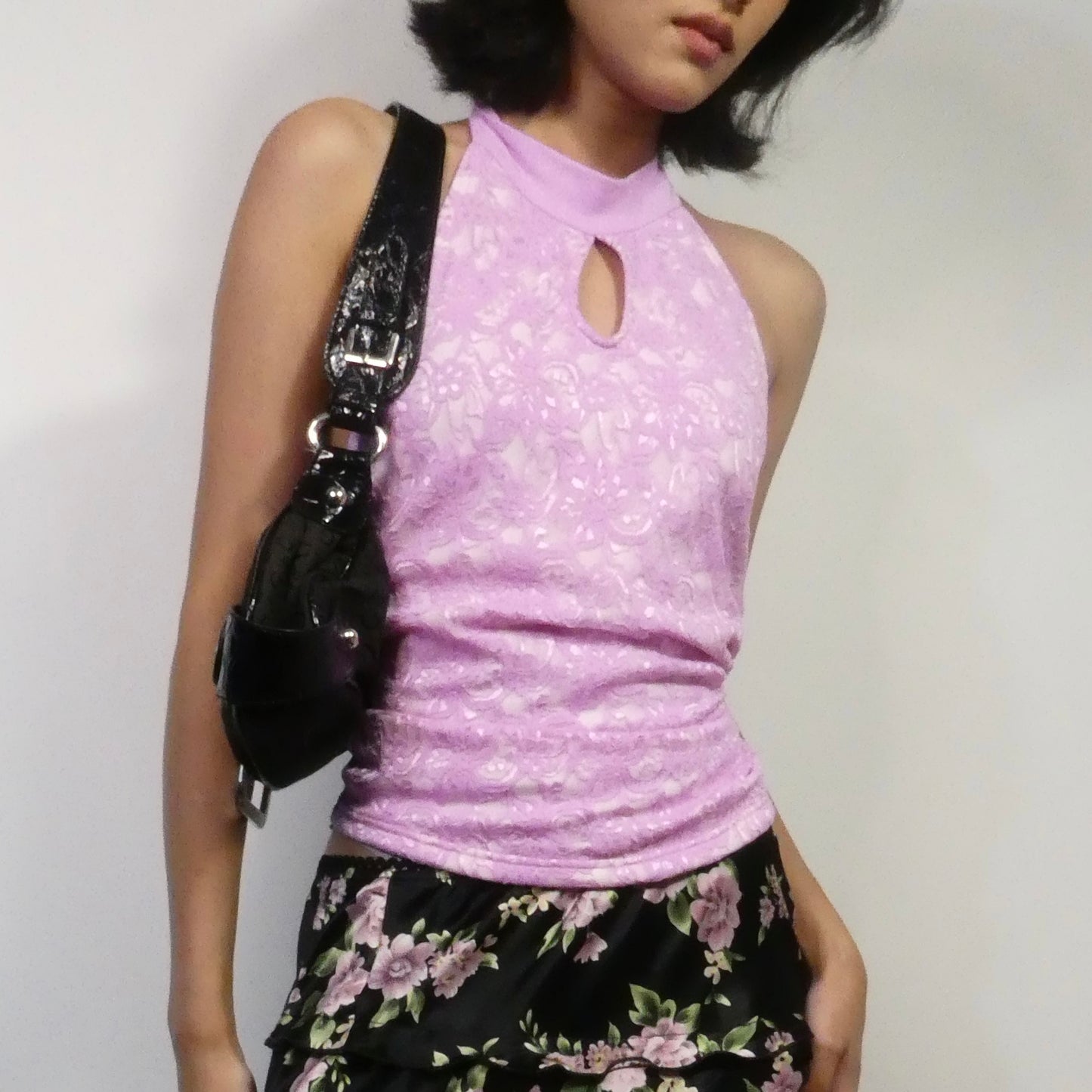 Pink Mikano Lace Halter Neck Top - Size S/M