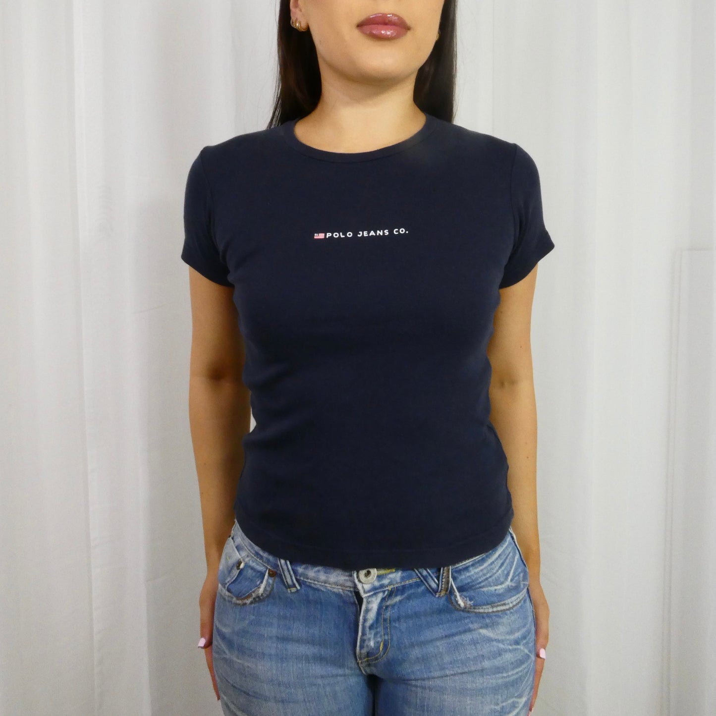 Vintage Polo Jeans Flag Baby Tee - Size S