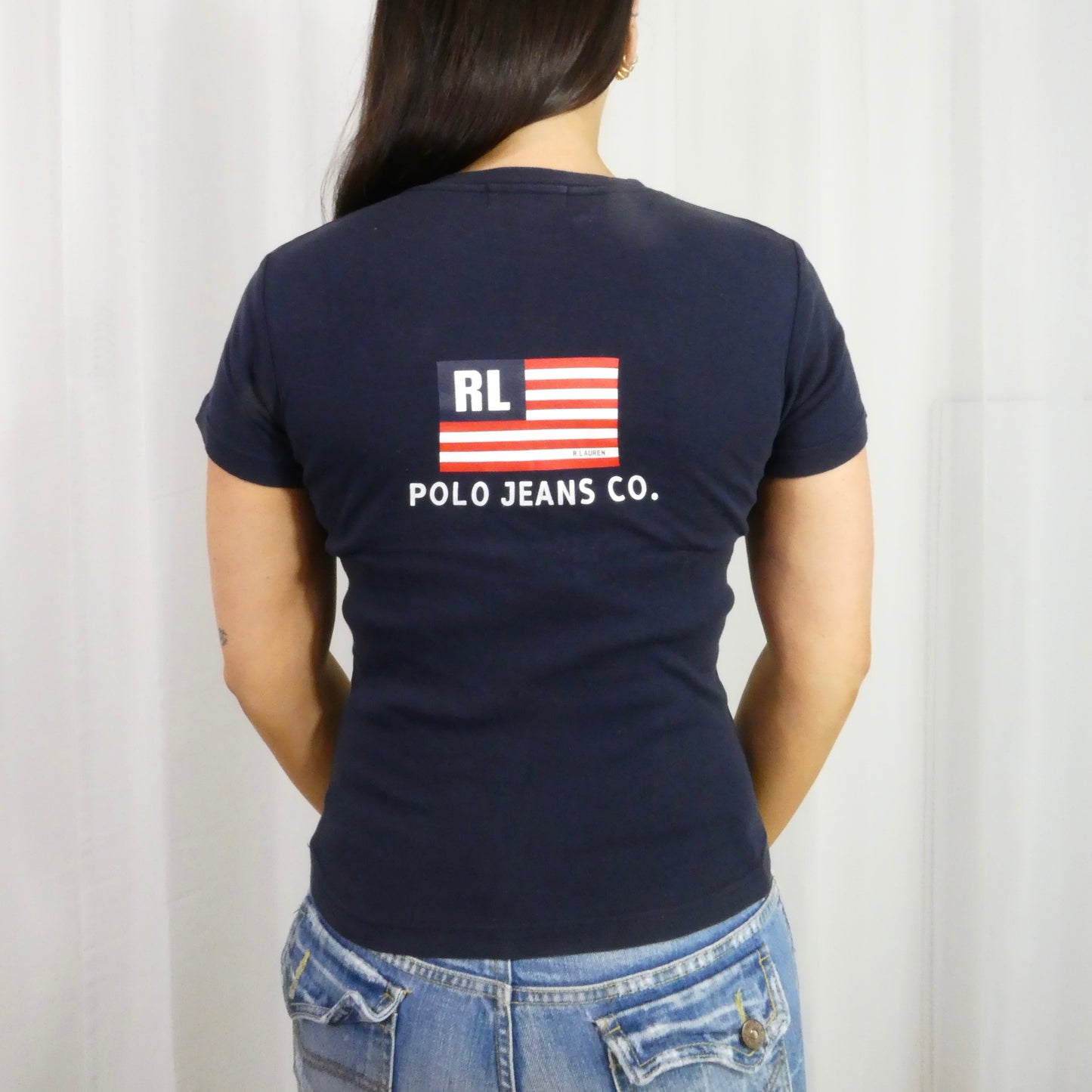 Vintage Polo Jeans Flag Baby Tee - Size S