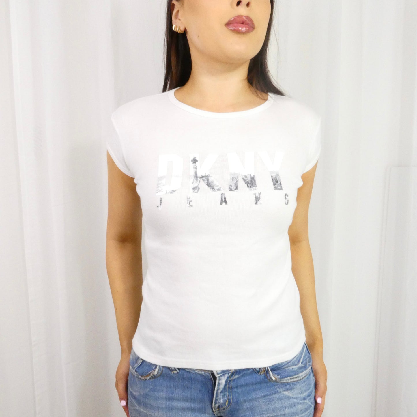 Vintage DKNY New York Skyline Baby Tee - Size S