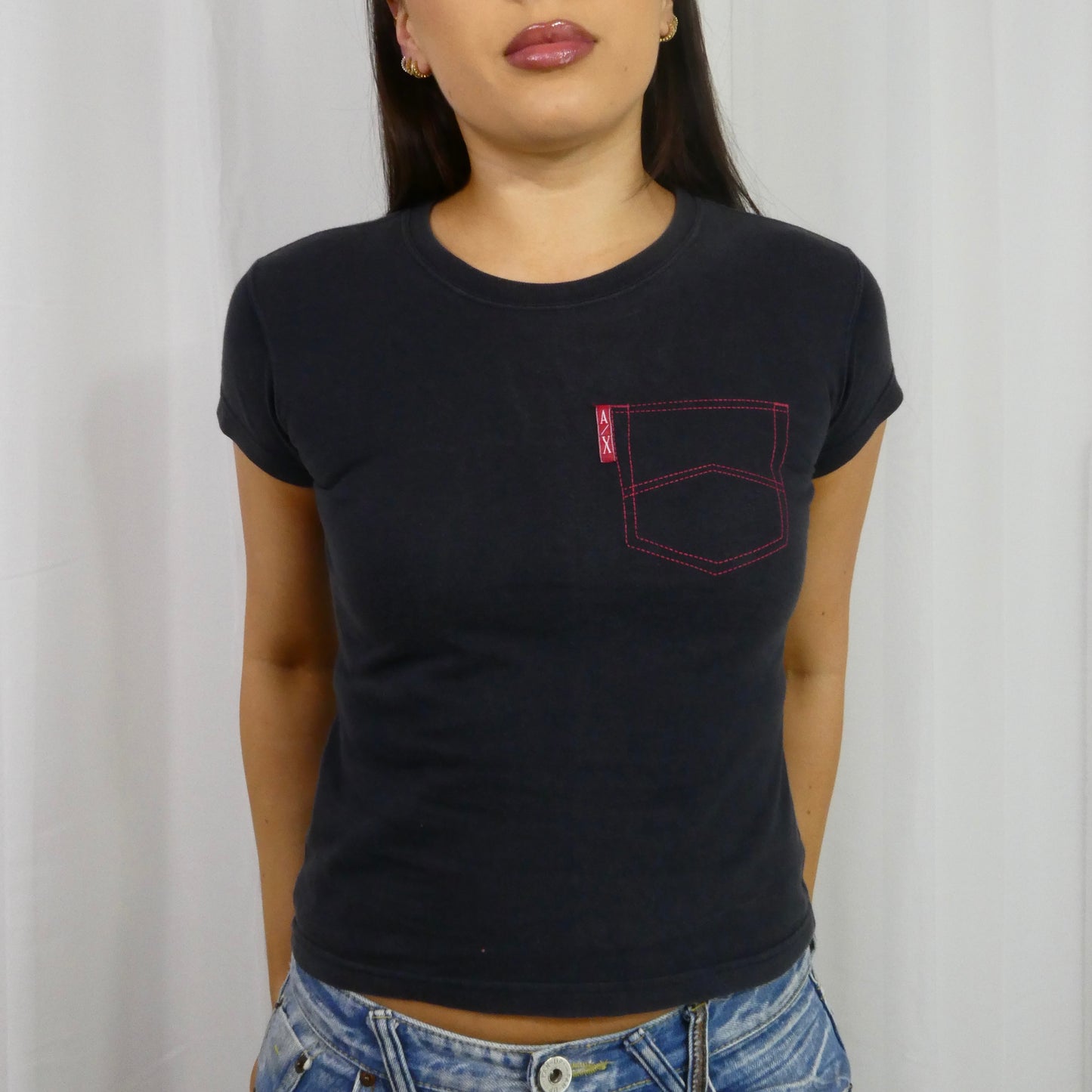 Vintage Armani Exchange Pocket Baby Tee - Size S