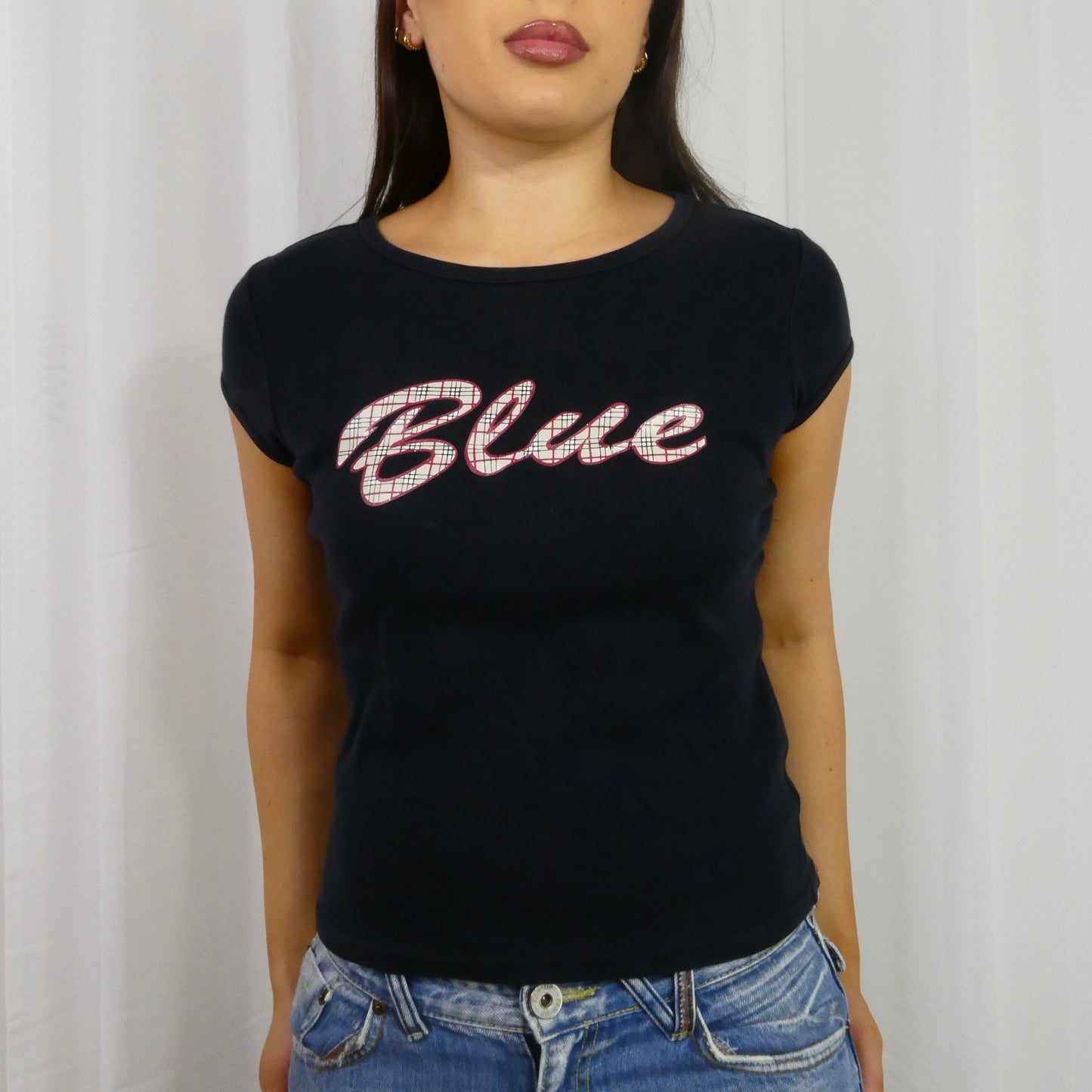 Vintage ' Blue ' Burberry Baby Tee - Size M