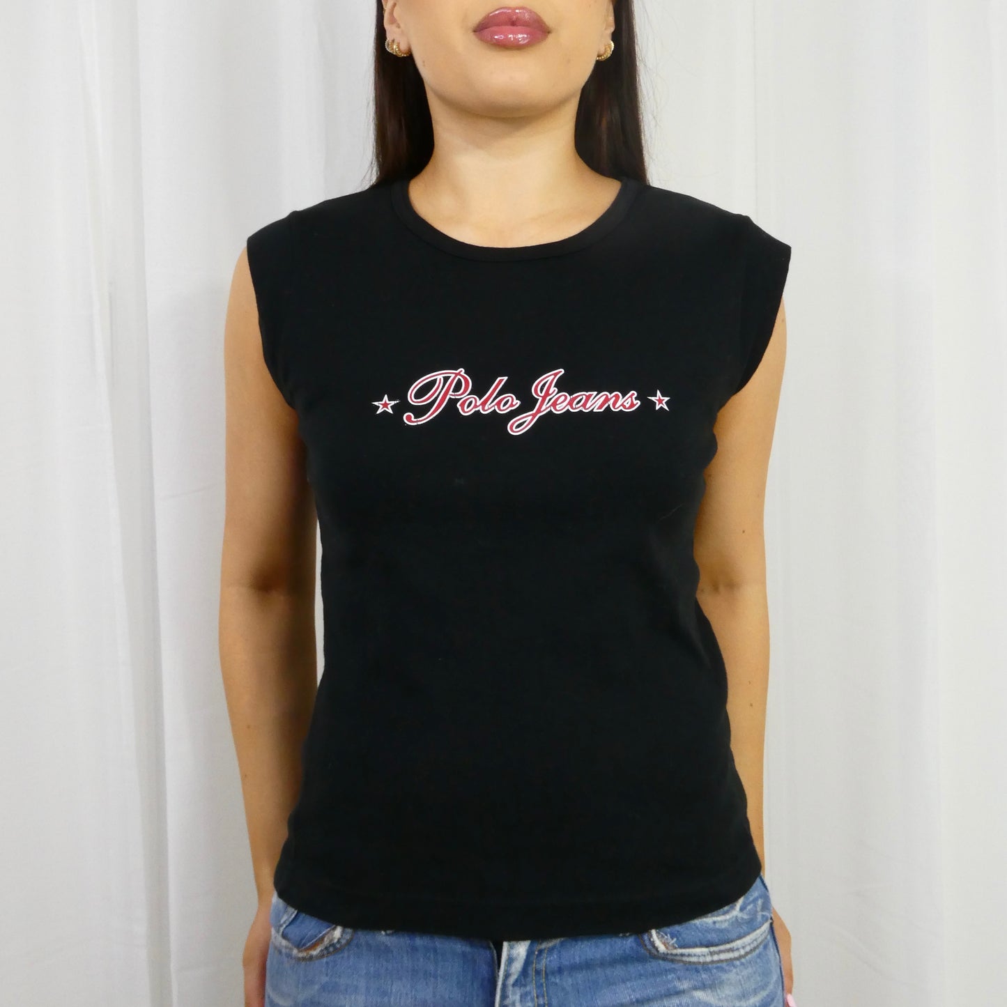 Black Polo Jeans Star Tank Top - Size M