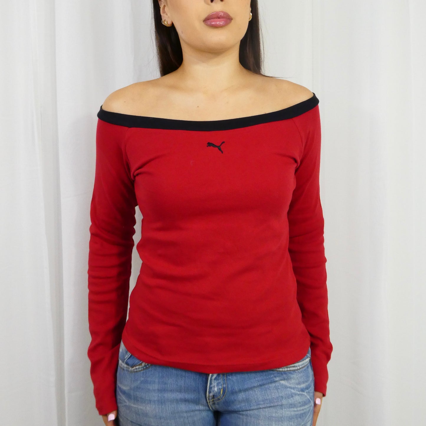 Two Tone Puma Off The Shoulder Top - Size M