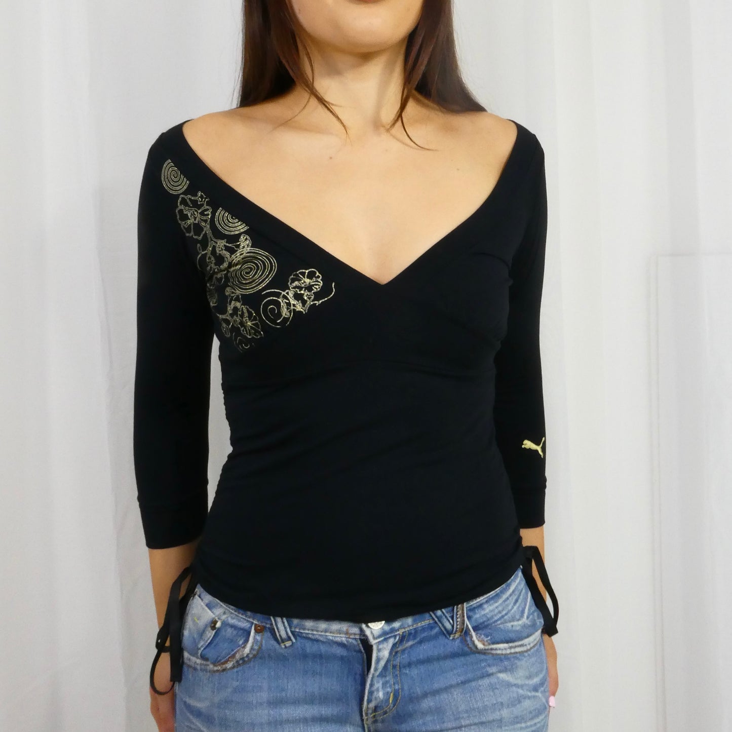 V-Neck Puma Ruched Top - Size S/M