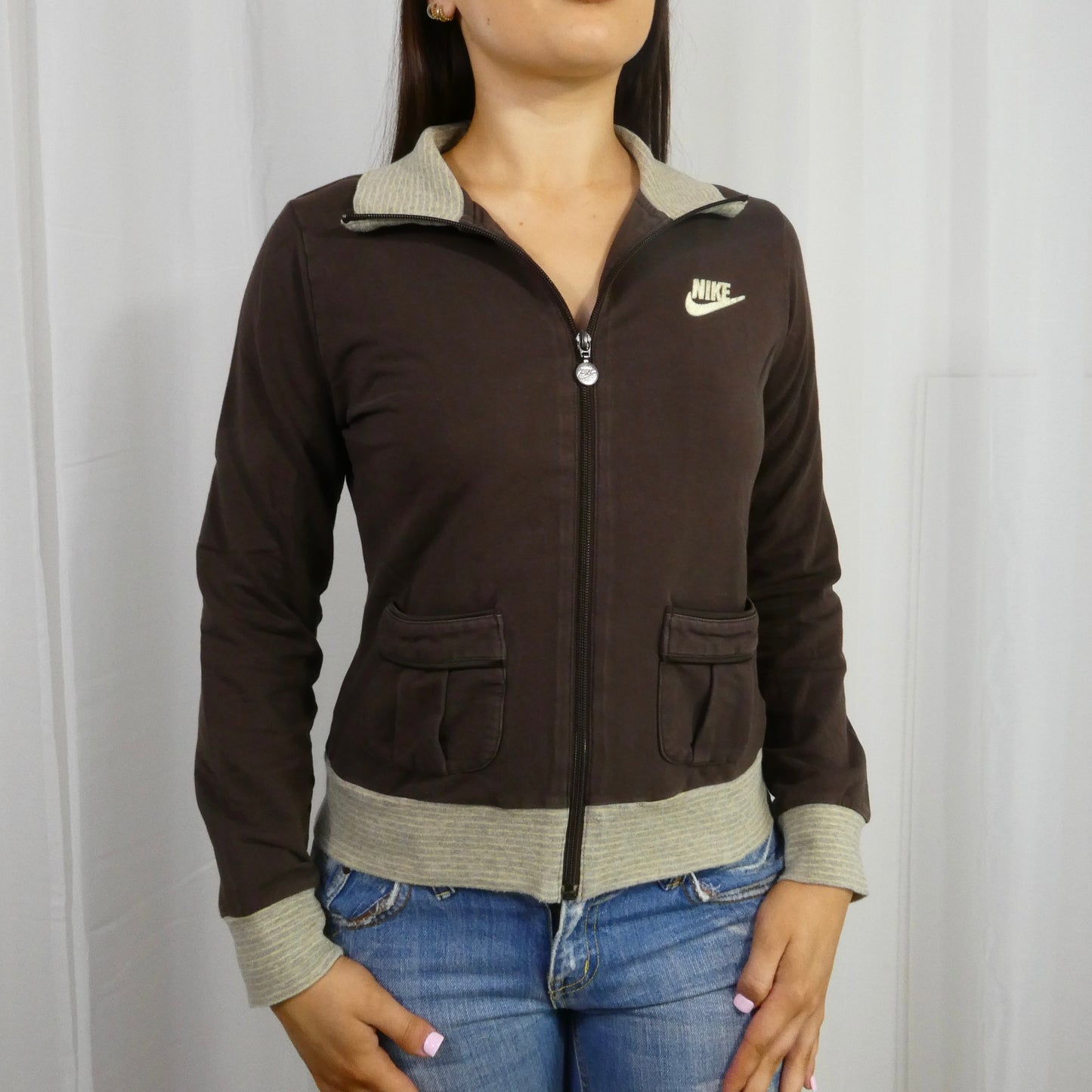 Brown Nike Zip Up Jacket - Size S