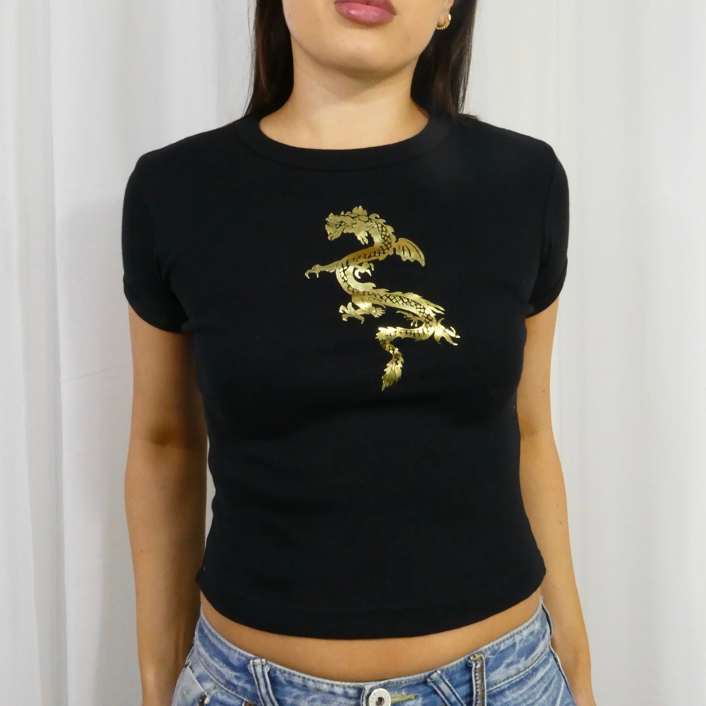 Black Gold Dragon Babytee - Size S