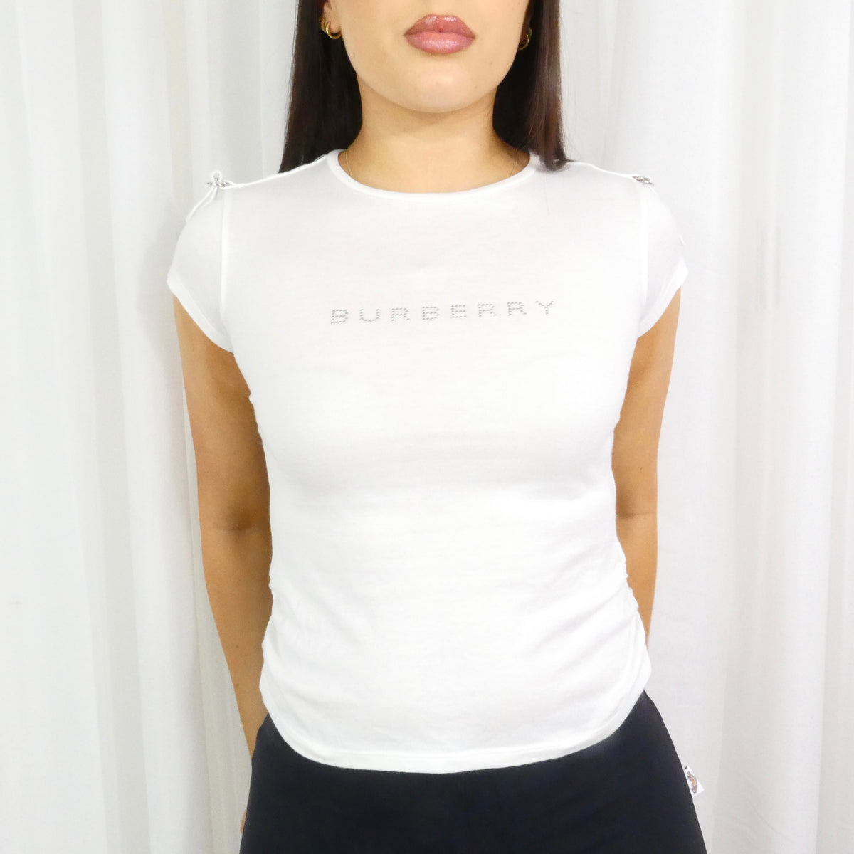 Vintage Burberry Ruched Babytee - Size XS/S