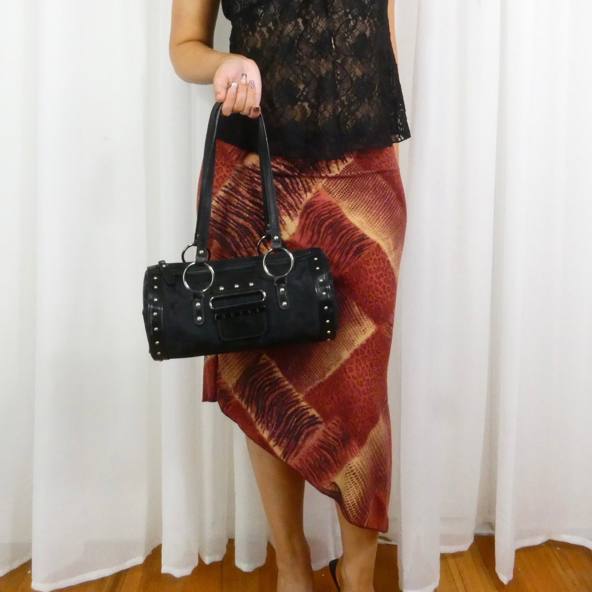 Vintage Asymmetrical Animal Print Midi Skirt - Size M/L/XL