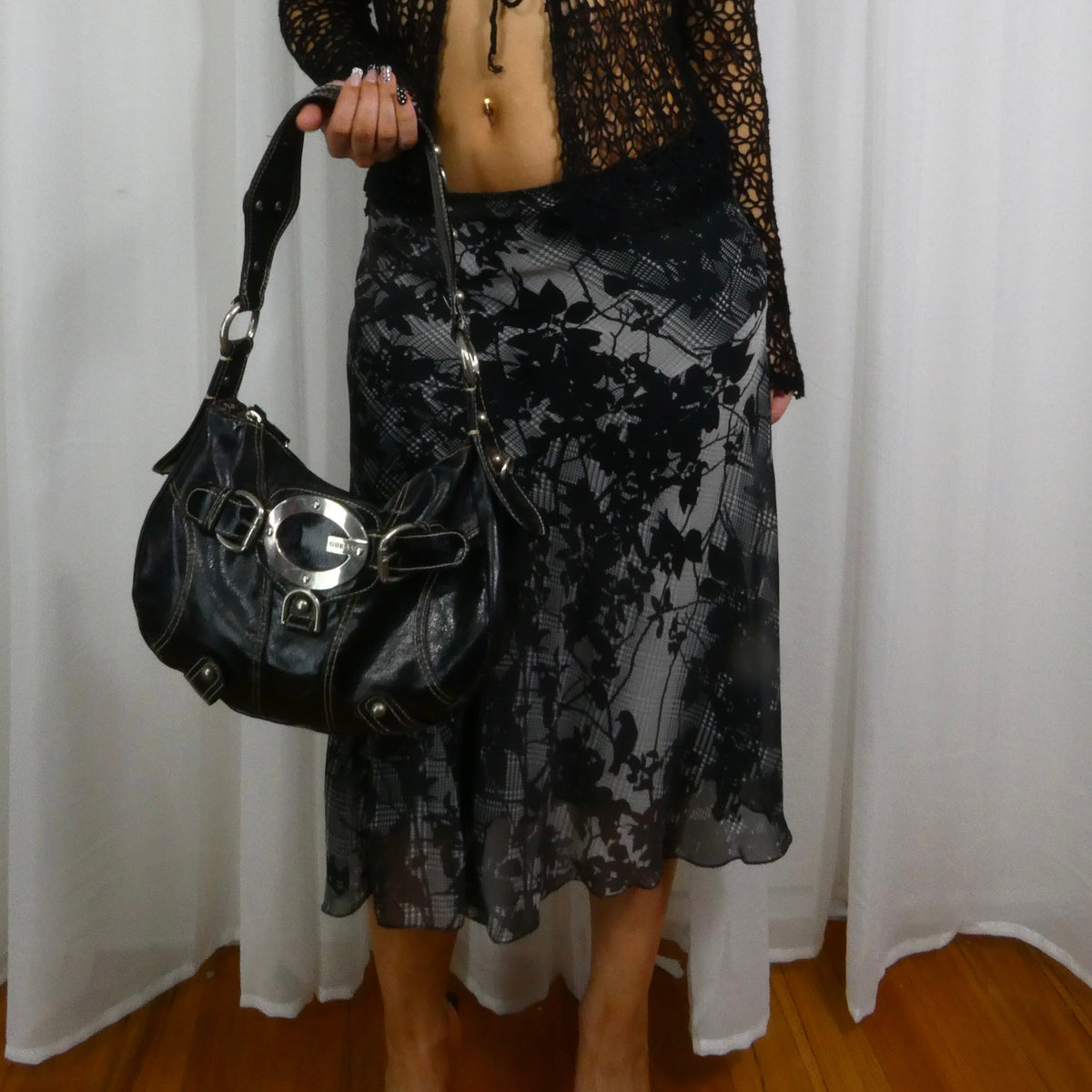 Vintage Floral Midi Skirt - Size M/L