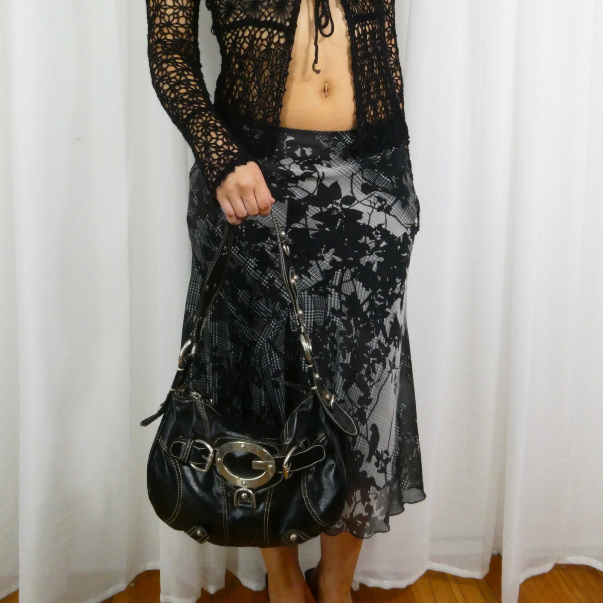 Vintage Floral Midi Skirt - Size M/L