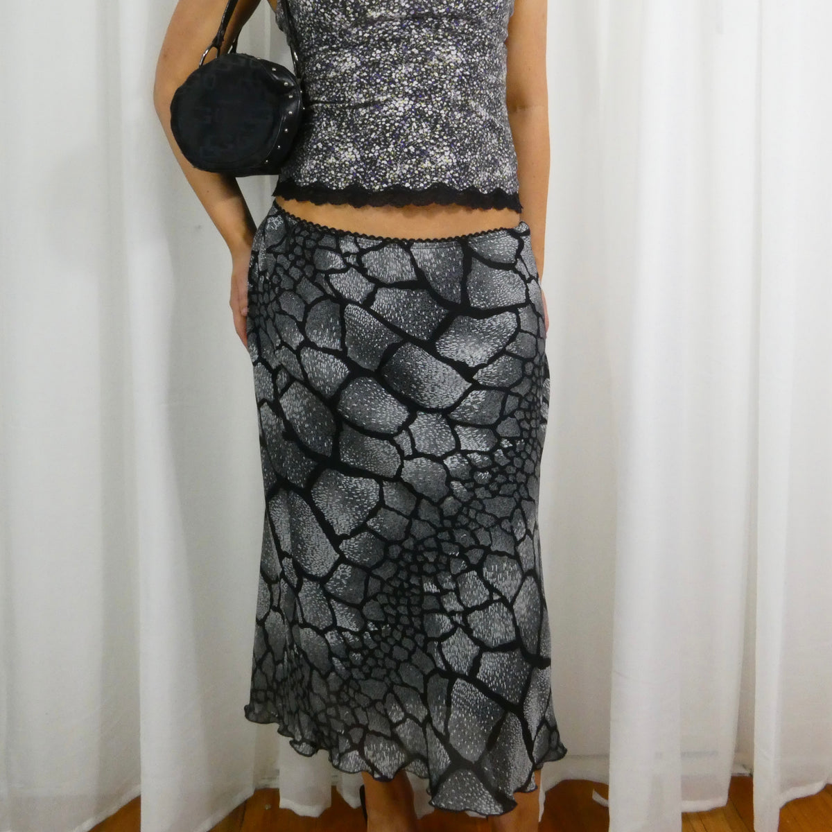 Vintage Giraffe Print Midi Skirt - Size M/L