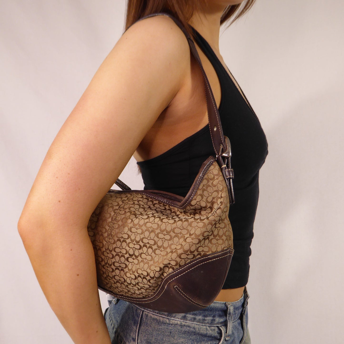 Signature Jacquard Hobo Coach Shoulder Bag