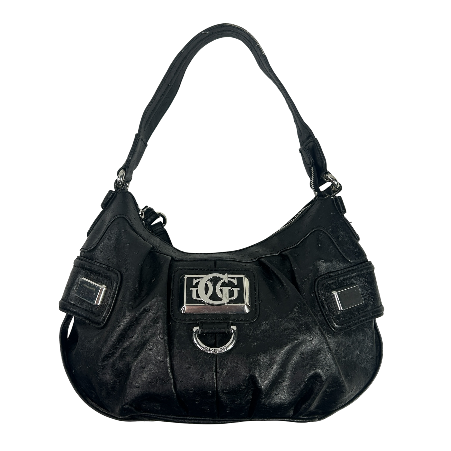 Vintage Black Faux Leather Guess Shoulder Bag