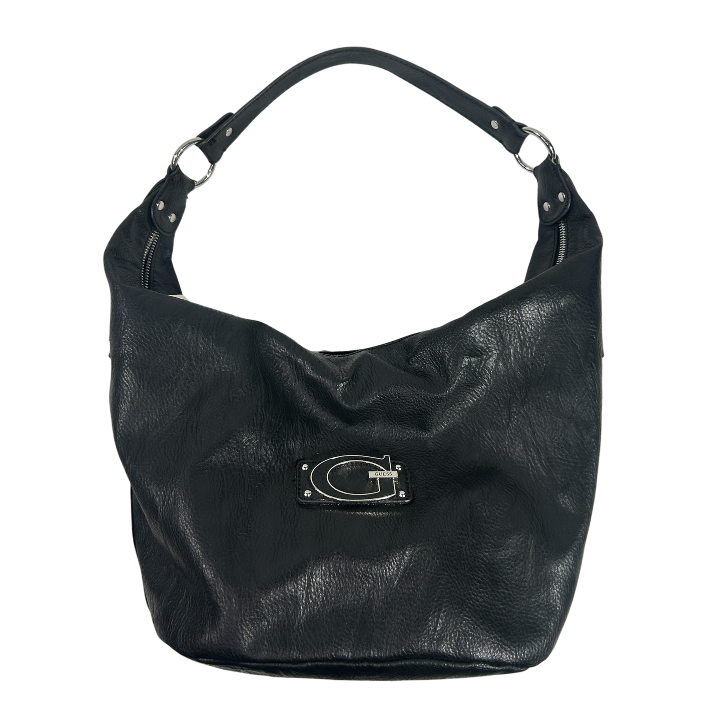 Vintage Faux Leather Black Guess Shoulder Bag