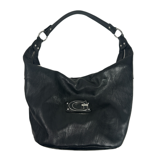 Vintage Faux Leather Black Guess Shoulder Bag