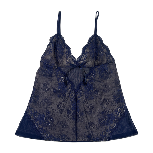 Navy Blue Sheer Lace Camisole - Size S