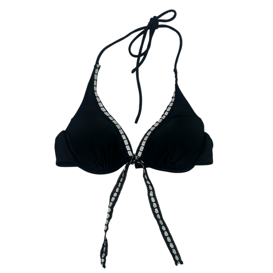 White & Black Bikini Top - Size S
