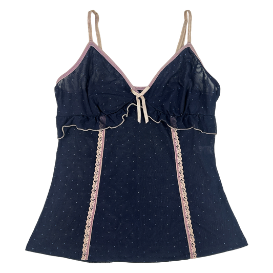 Vintage Navy Blue Glitter Camisole - Size S