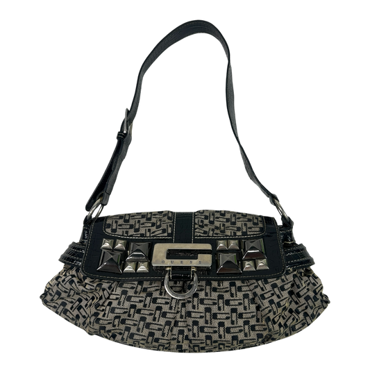 Black Studded Monogram Guess Shoulder Bag
