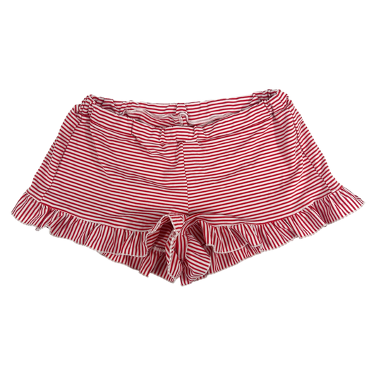 Red & White Striped Ruffle Shorts - Size M