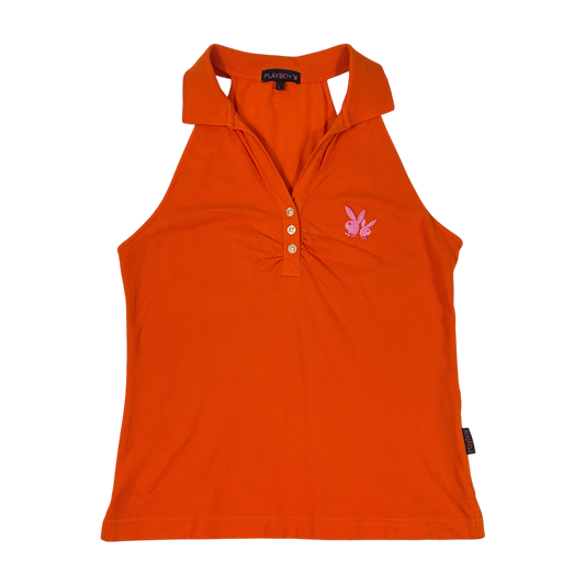 Orange Playboy Collar Tank Top - Size L/XL