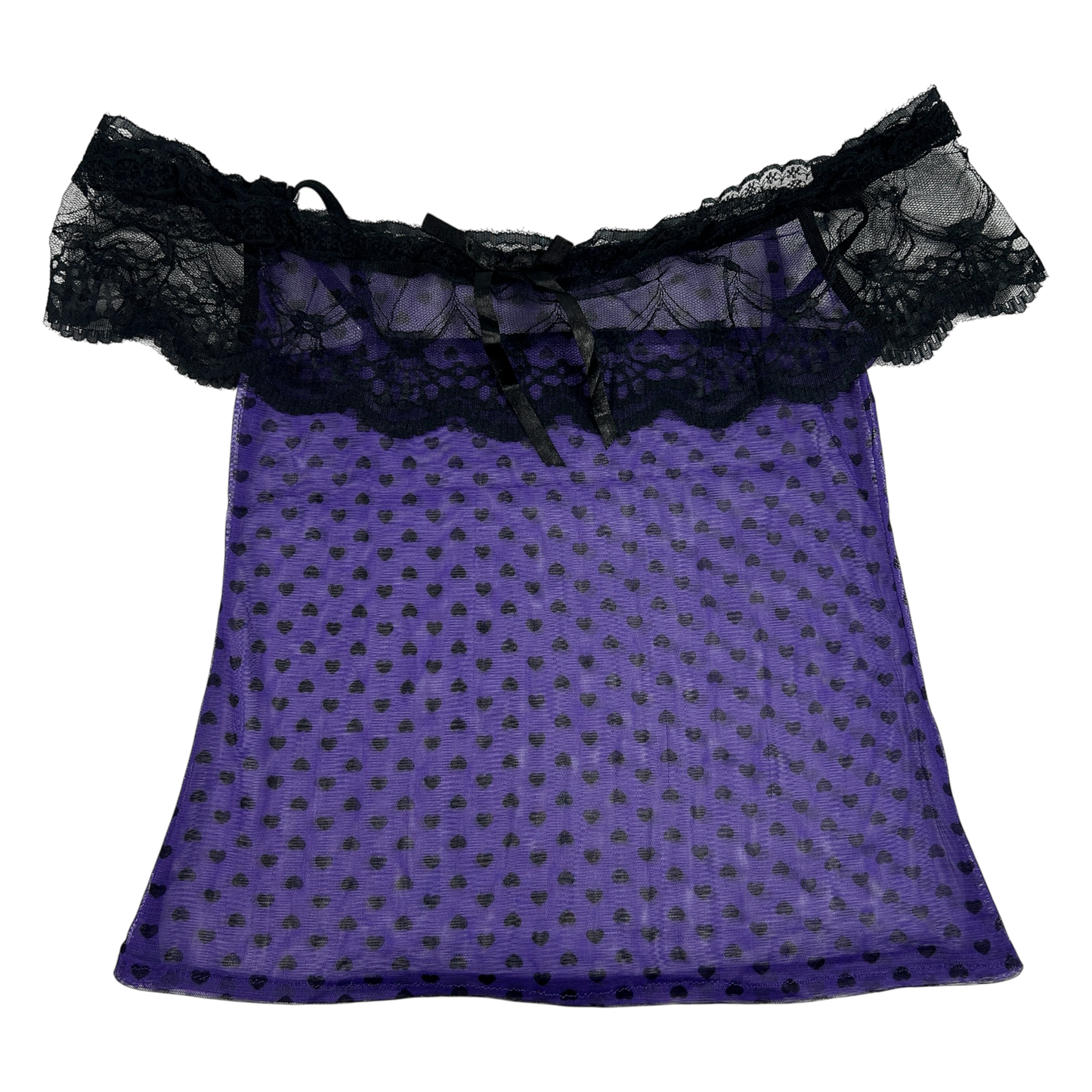 00's Purple & Black Off The Shoulder Camisole - Size M
