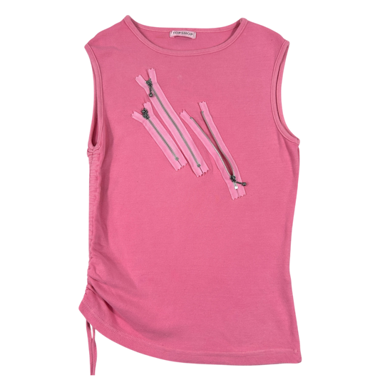 00's Pink Zip Tank Top - Size S