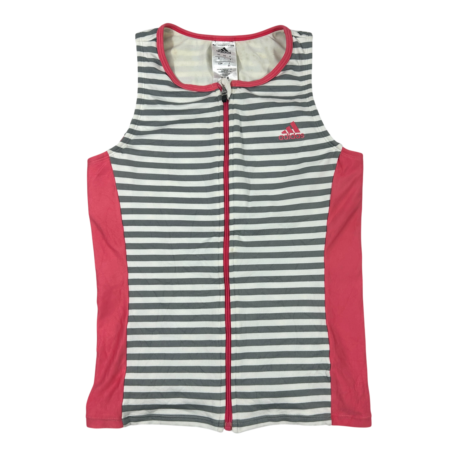 Pink Striped Adidas Sports Tank - S/M