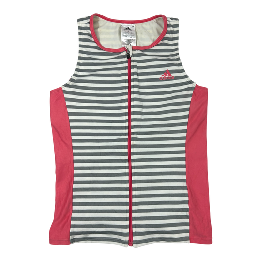 Pink Striped Adidas Sports Tank - S/M