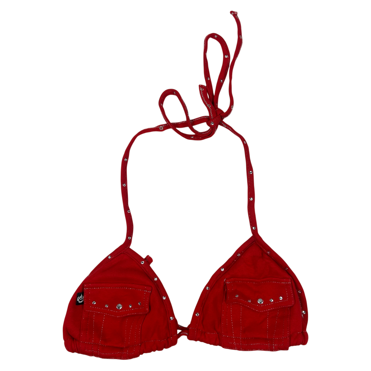Red Pocket Bikini Top