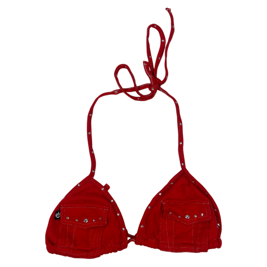 Red Pocket Bikini Top