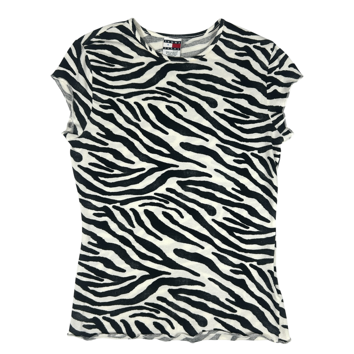 Tommy Jeans Zebra Print Babytee - Size XS/S
