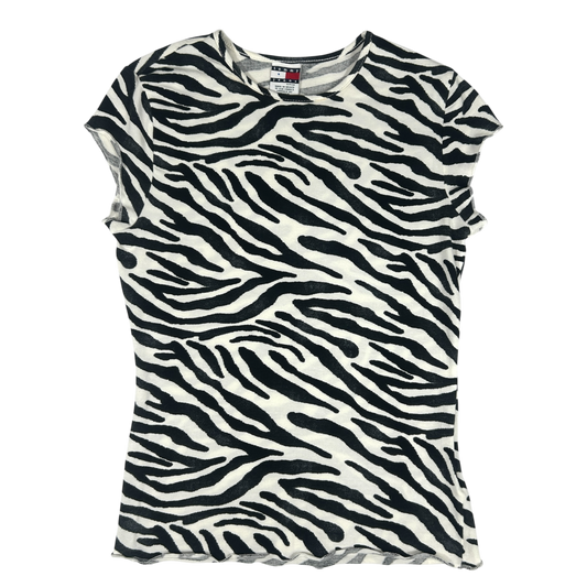 Tommy Jeans Zebra Print Babytee - Size XS/S