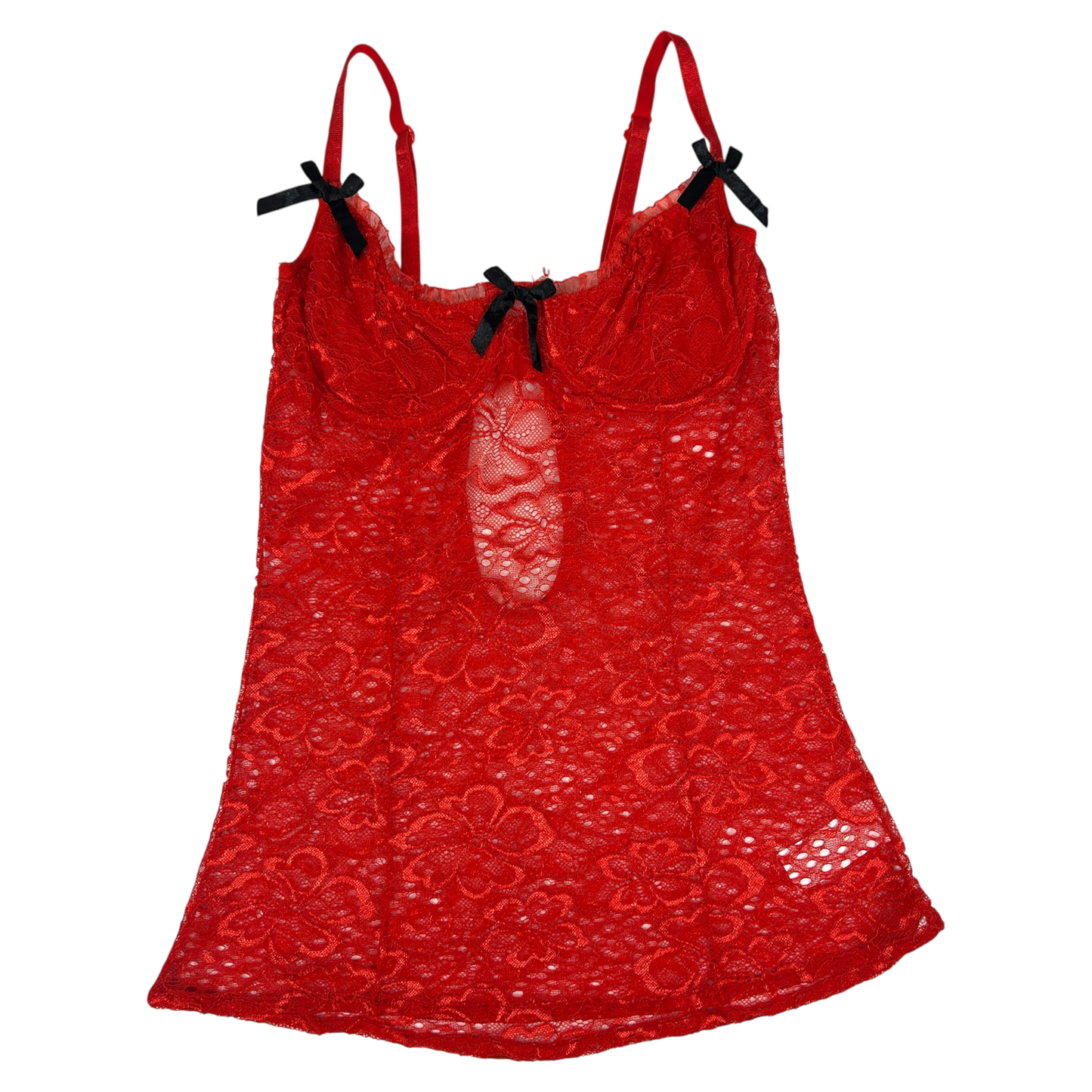 Red & Black Bow Lace Camisole - Size XS/S